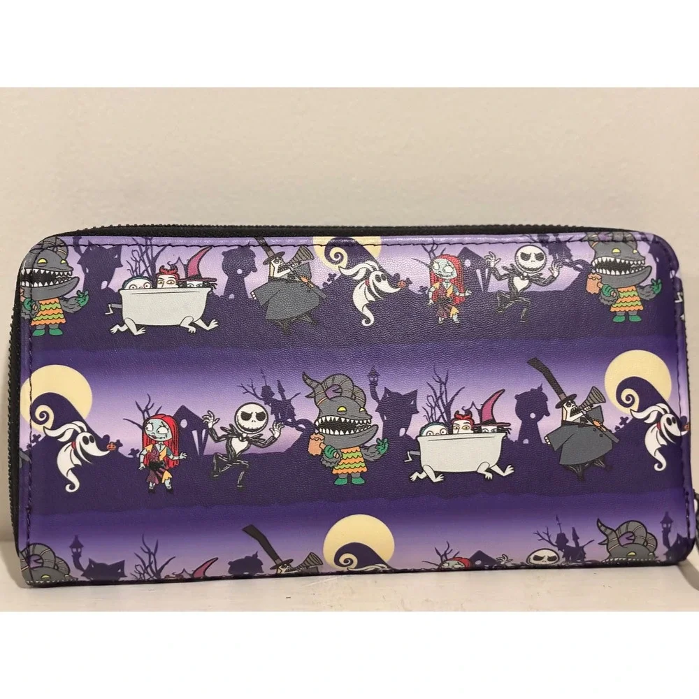 Loungefly Nightmare Before Christmas Women Purple wallet Jack Sally Zero EUC